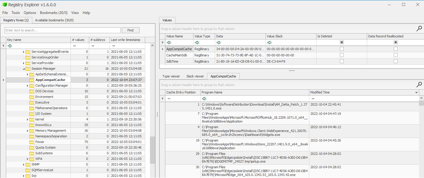 Registry Explorer Output - Shimcache